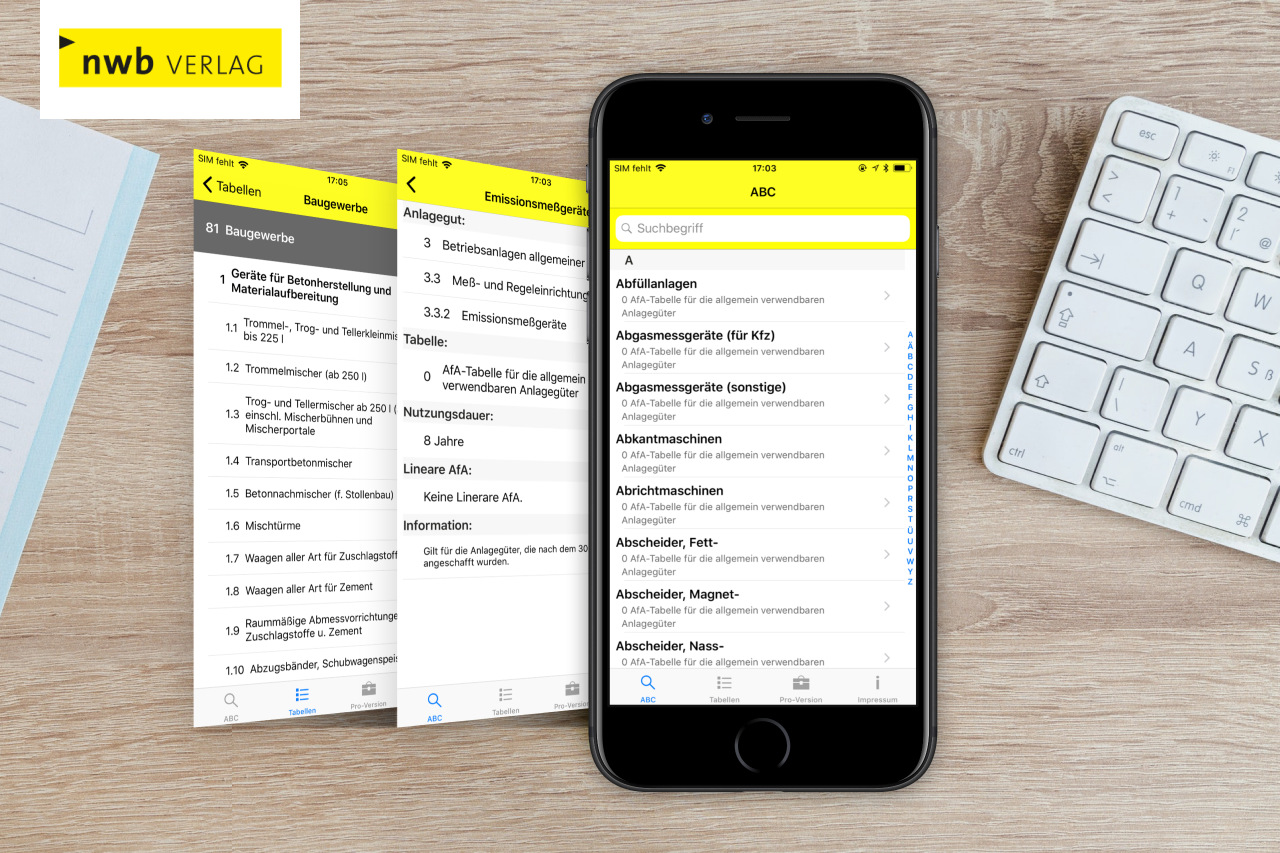 Vorschaubild NWB AfA-Tabellen App